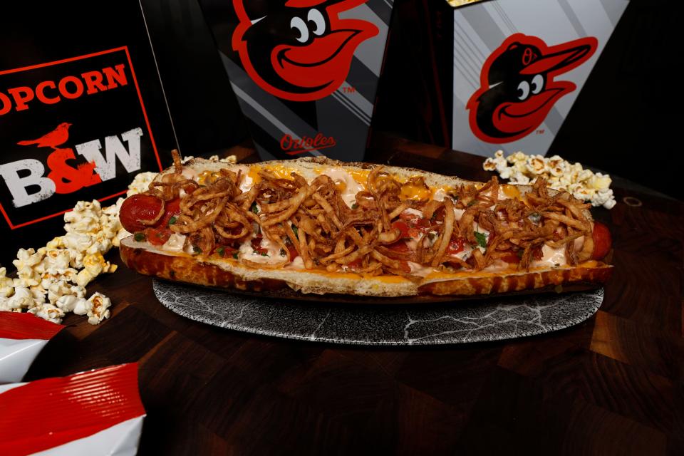 The Warehouse Dog is one of the new offerings at Oriole Park for the 2024 MLB season.