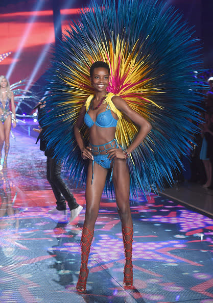 Maria Borges in peacock-like wings during the 2015 Victoria’s Secret Fashion Show. 