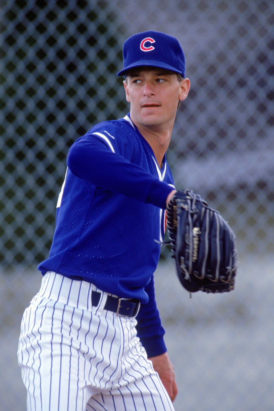 Jamie Moyer #40 of the Chicago Cubs throws the ball during a spring training game against the Milwaukee Brewer before the 1992 seasons. ( Photo by: Otto Greule Jr/Getty Images )