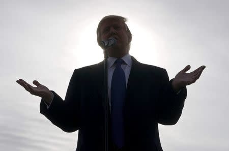 U.S. Republican presidential candidate Donald Trump speaks to supporters at a campaign rally in Dubuque, Iowa January 30, 2016. REUTERS/Rick Wilking