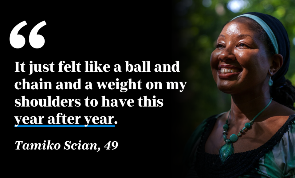 Tamiko Scian’s education spanned three universities, culminating in a master’s degree in communications at Howard University in Washington D.C. But the $80,000 she has owed for years fills her with anxiety.