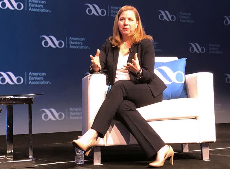 FILE PHOTO - Federal Reserve Governor Michelle Bowman gives her first public remarks as a Fed policymaker at an American Bankers Association conference in San Diego