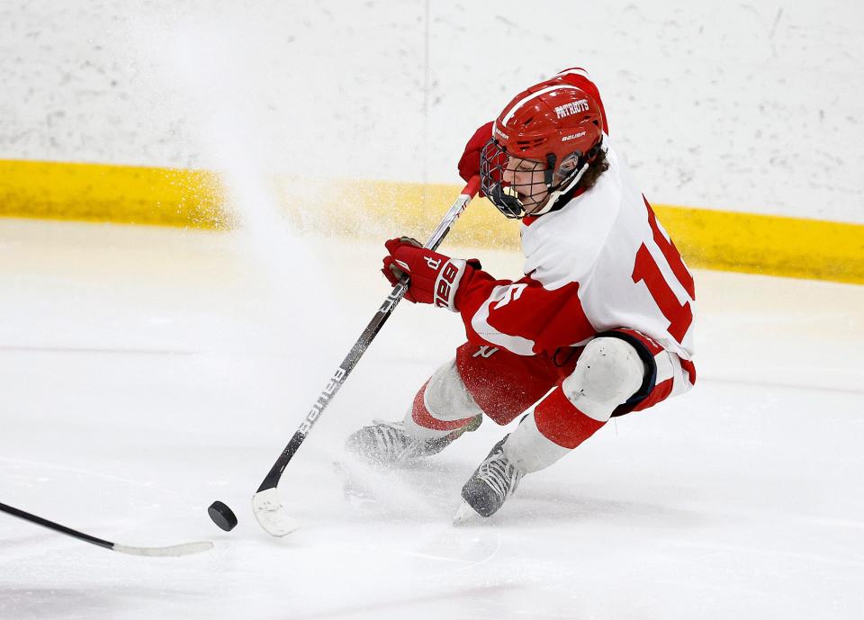 Penfield’s Angelo Latore stops hard to change direction.