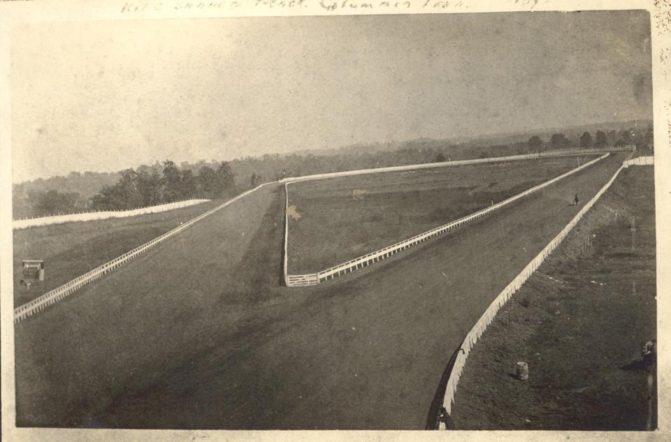 The kite-shaped track was built in 1881 by W.C. (Buck) Jones, who also owned it. The track was located on Hampshire Pike near where Baker Elementary and Ladue Manor are today.