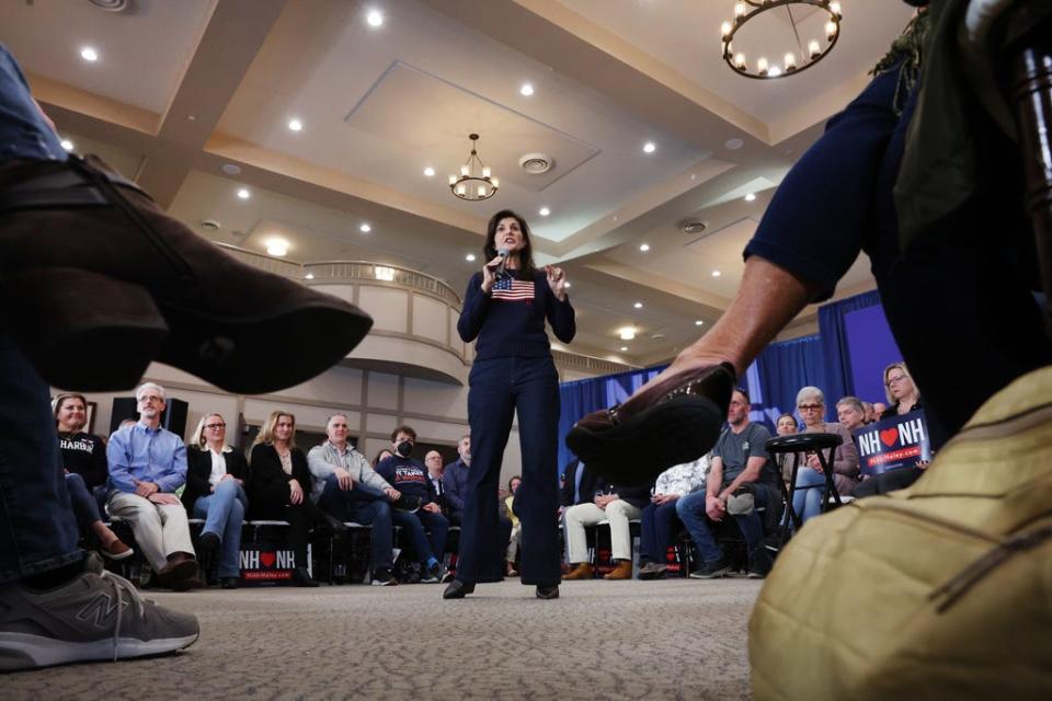 Republican presidential candidate and former U.N. Ambassador Nikki Haley speaks at a town hall event in New Hampshire on April 26, 2023 in Bedford, New Hampshire.