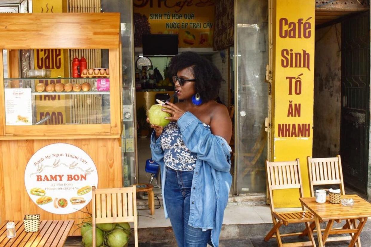 Devin Peyton Digital Nomad - Fresh coconut in the streets of Hanoi, Vietnam