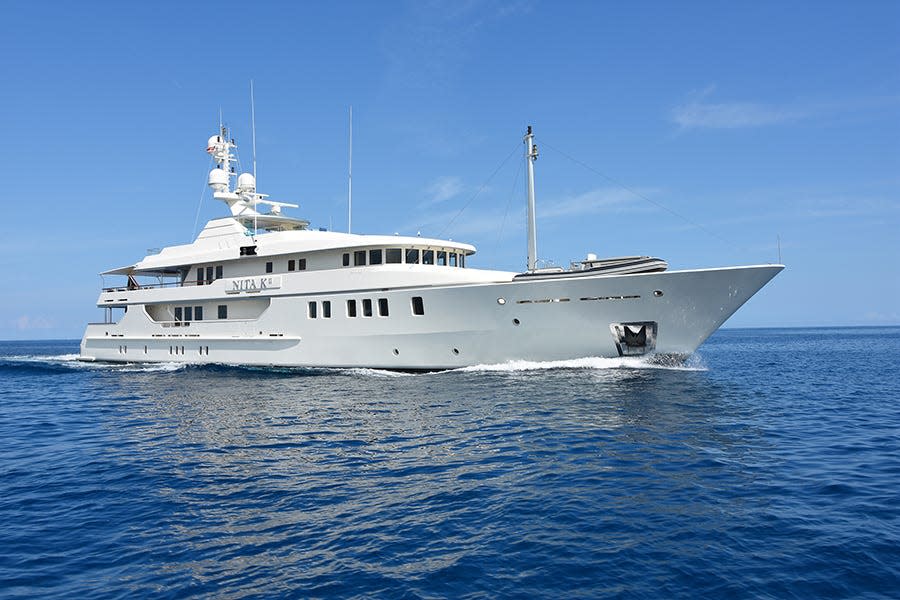 The Nita K II was built by Amels and measures 171 feet. It's priced at $23.9 million and can accommodate up to 12 people in five staterooms, plus room for 14 crew members in seven cabins.