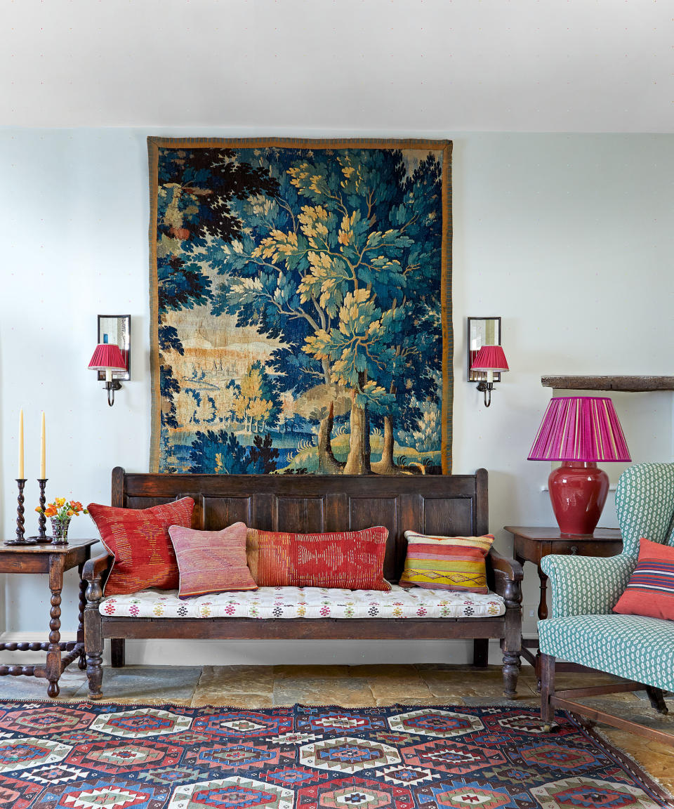 Hang a tapestry for a layered look