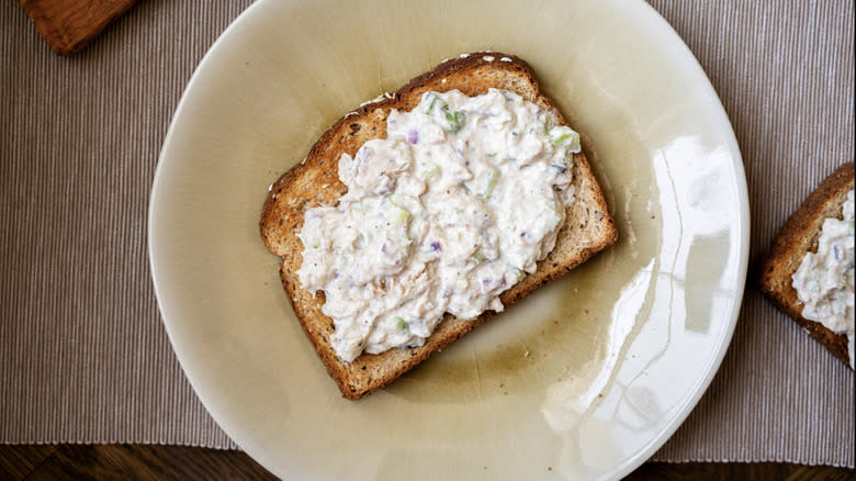 Salmon salad on toast