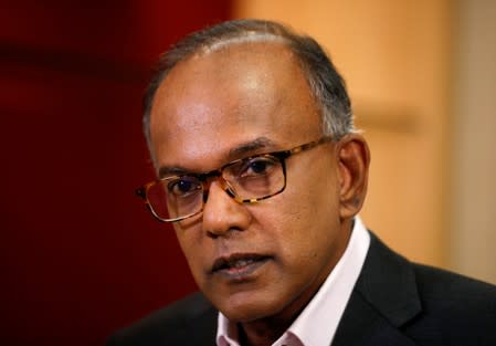 Singapore's Law Minister K. Shanmugam speaks to Reuters in Singapore