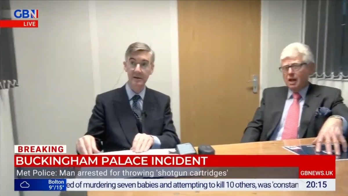 Jacob Rees-Mogg and Michael Cole were at the helm of the bizarre broadcast (GB News)