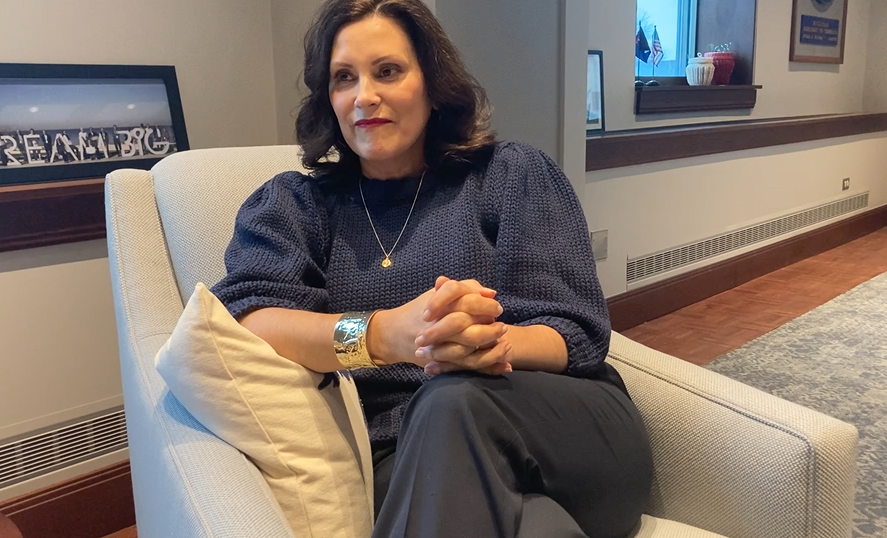 Michigan Gov. Gretchen Whitmer sits down for an interview with the Free Press in November of 2022.