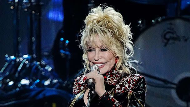 PHOTO: In this Nov. 5, 2022, file photo, Dolly Parton performs on stage during the 37th Annual Rock & Roll Hall Of Fame Induction Ceremony at Microsoft Theater in Los Angeles. (Jeff Kravitz/FilmMagic via Getty Images, FILE)