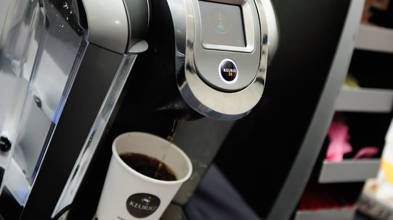 digital keurig brewing coffee