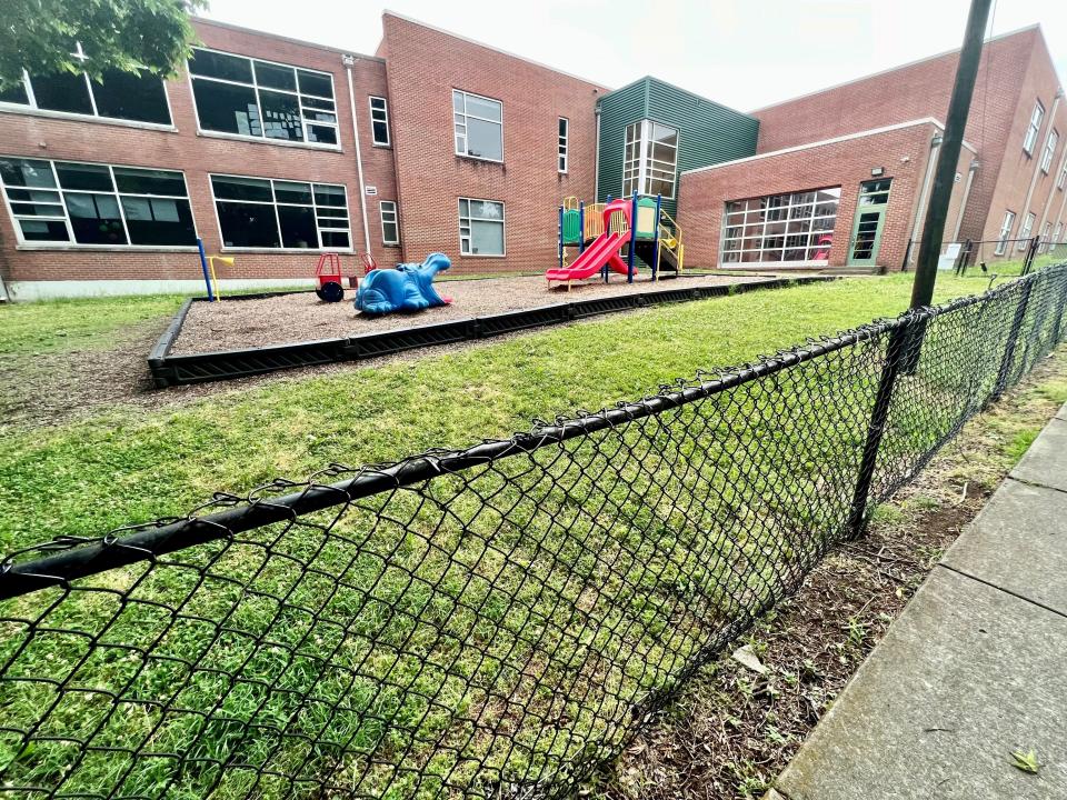 On May 11, 2022, an intruder hopped this three-foot fence at Inglewood Elementary School in Nashville and rushed toward the school's doors
