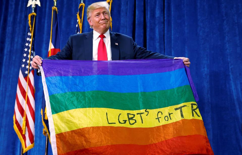 Remember when President Donald Trump said he supported LGBTQ rights? LOL. (Photo: Carlo Allegri/Reuters)