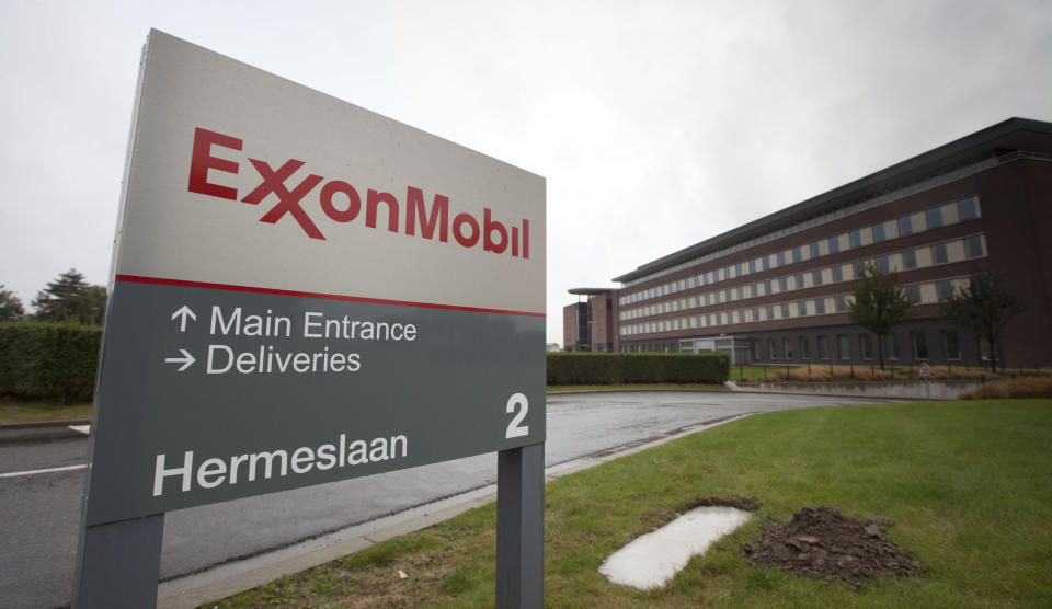 The headquarters of ExxonMobil is seen in Brussels on Friday, Oct. 26, 2012. Belgian authorities are seeking the public’s help in solving the killing of an executive for ExxonMobil, the world's largest oil company, who was shot to death in front of his wife nearly two weeks ago on a street in a suburb of the Belgian capital of Brussels. Nicholas Mockford, a British national, was shot on Oct. 14 as he left an Italian restaurant in Neder-over-Heembeek. Belgian authorities declined to provide information on the crime, which they said was common in investigations of serious crimes. (AP Photo/Virginia Mayo)