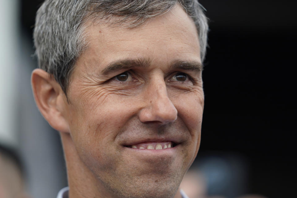 FILE - Democrat Beto O'Rourke waits to speak during a campaign stop Nov. 16, 2021, in San Antonio. O’Rourke, who recently announced he’d run for Texas governor, has been one of a few Democrats to put the border front and center, heading almost immediately to the U.S.-Mexico border after he announced he was running, where he suggested the White House is doing its party no favors. (AP Photo/Eric Gay, File)