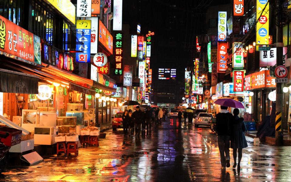 Seoul, South Korea, pictured at night