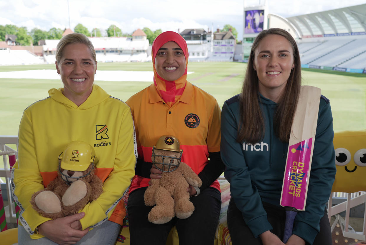 Cricketers Nat and Katherine Sciver-Brunt and Abtaha Maqsood will also read for the children’s educational show in the coming weeks (CBeebies/BBC/PA)