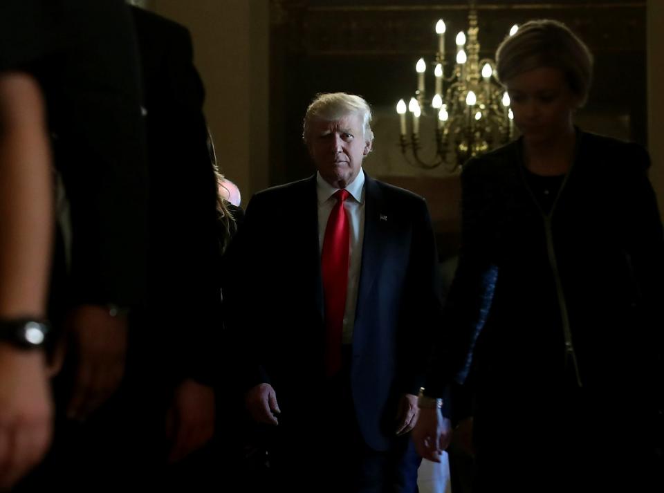 President-elect Donald Trump leaves a meeting with Senate Majority Leader Mitch McConnell at the U.S. Capitol on Nov. 10. (Photo: Mark Wilson/Getty Images)