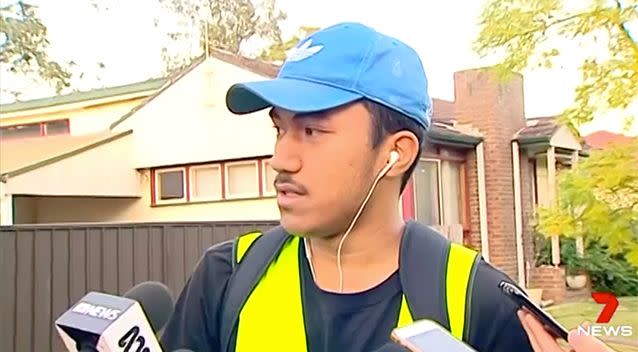 Mark Tupua said he saw a man come out of the house with blood on his hands. Source: 7 News