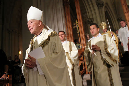 Cardinal Theodore E. McCarrick, retired archbishop of Washington, processes at the beginning of a Mass at the Cathedral Basilica of the Sacred Heart in Newark, New Jersey, U.S., October 4, 2014. Picture taken October 4, 2014. REUTERS/Gregory A. Shemitz