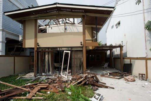 File photo of the damage caused by a blast at the house where suspected bombers were allegedly planning attacks on Israeli targets in Bangkok in February 2012. Several Iranian suspects have been held over incidents in Bangkok that saw Tehran accused of a terror campaign against Israel -- which has it denied