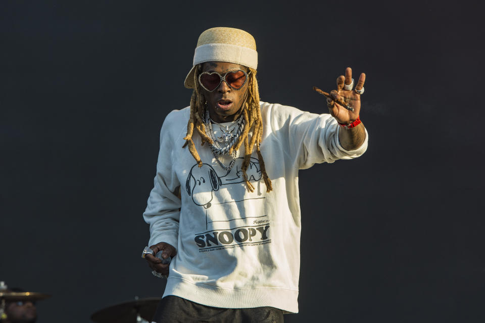 Lil Wayne performs on day three of Lollapalooza in Grant Park on Saturday, Aug. 3, 2019, in Chicago. (Photo by Amy Harris/Invision/AP)