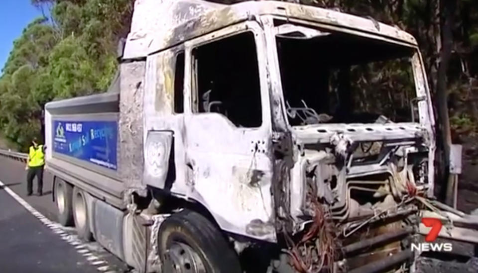 Mr Strangleman’s truck is written off and the contents inside were destroyed. Source: 7 News