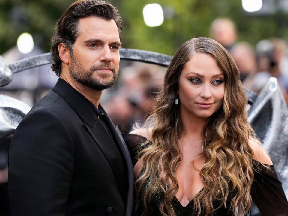 Henry Cavill and Natalie Viscuso at the world premiere of season three of "The Witcher" on June 28, 2023, in London.