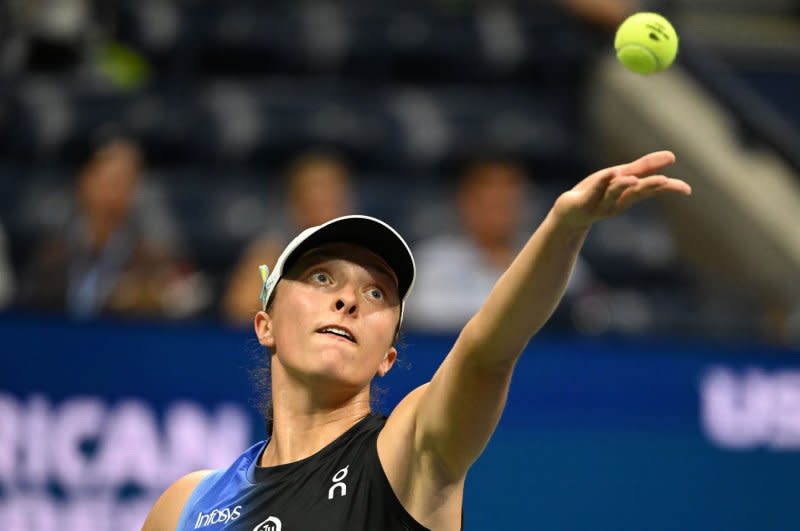 Iga Swiatek (pictured) of Poland beat American Danielle Collins in the second round of the 2024 Australian Open on Thursday in Melbourne. File Photo by Larry Marano/UPI