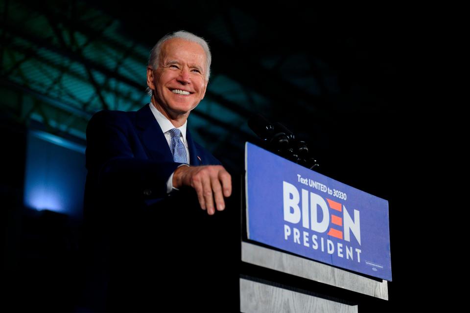 Democratic presidential candidate Joe Biden campaigns in Columbia, South Carolina, on Feb. 29, 2020.