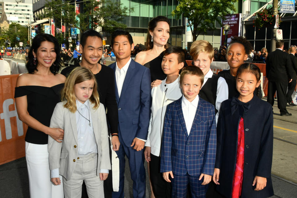 Angelina Jolie turned up to the TIFF red carpet with all six of her children in tow [Photo: Getty]