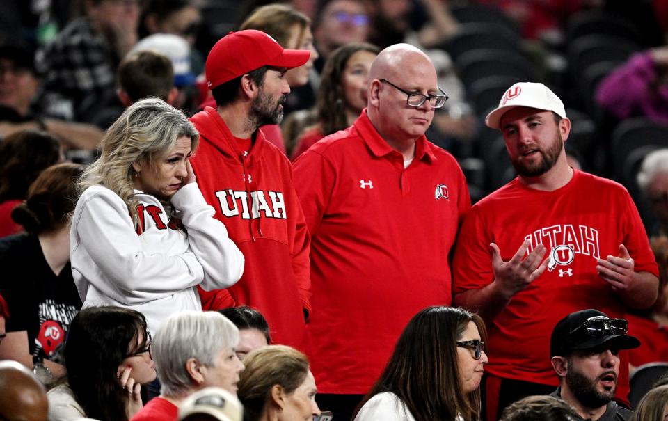 Utah Utes fans talk as Utah and Northwestern play in the SRS Distribution Las Vegas Bowl at Allegiant Stadium on Saturday, Dec. 23, 2023. Northwestern won 14-7. | Scott G Winterton, Deseret News