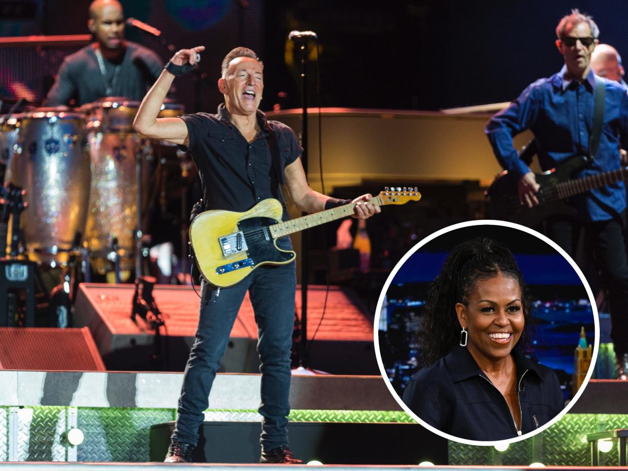 Michelle Obama made a surprise appearance on Bruce Springsteen's international tour on April 28, 2023.