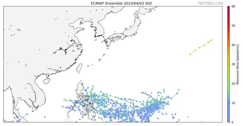 ▲由於熱帶擾動還要發展一陣子，專家紛紛表示暫時不必過度擔憂。（圖／台灣颱風論壇｜天氣特急臉書）