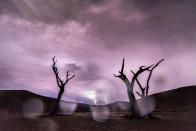 <p>A time-lapse image of a storm in the Namib Desert. (Photo: Brendon Cremer/Caters News) </p>