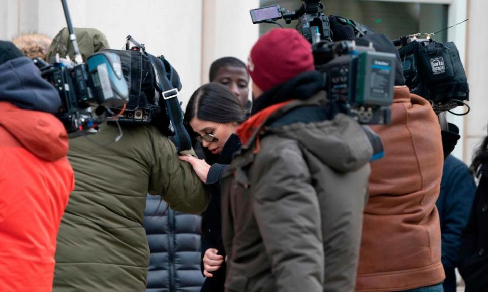 The wife of Joaquin ‘El Chapo’ Guzman, Emma Coronel Aispuro, arrives at the Brooklyn federal courthouse.