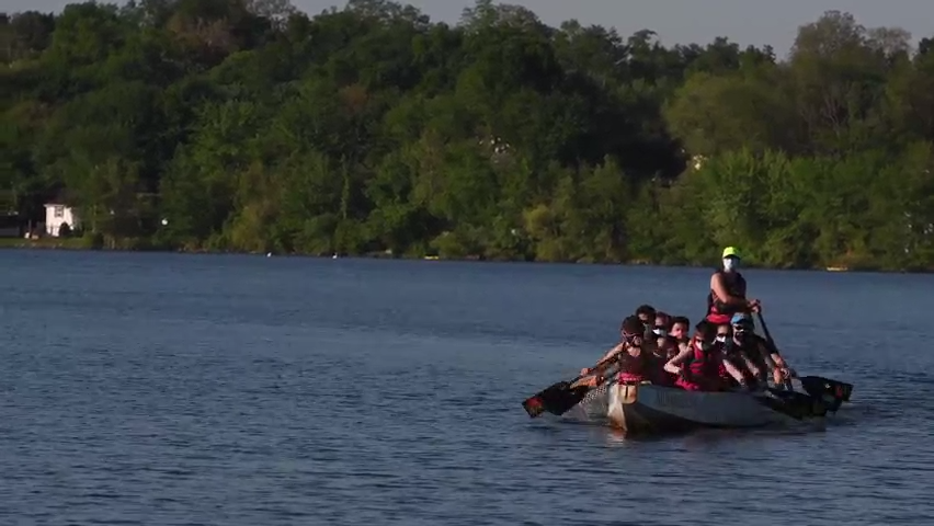 The New Jersey Dragon Boat Club practices at Lake Parsippany on Thursday, May 20, 2021.