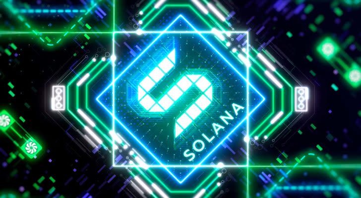 Concept art of the Solana (SOL-USD) blockchain.