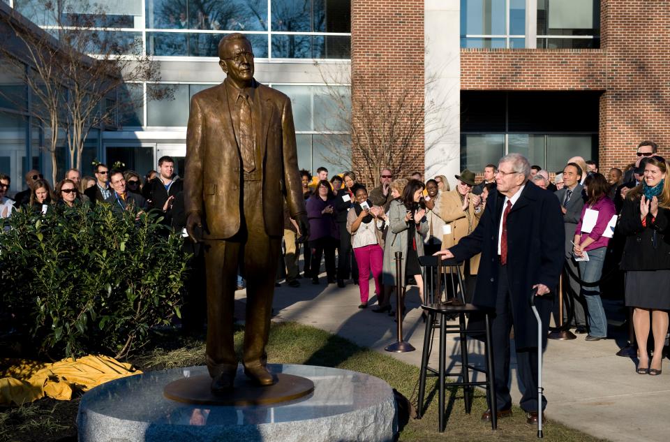 Rowan University benefactor Henry Rowan (right) is best known for a 1992 gift of $100 million that transformed Glassboro State College into what is now Rowan University. Rowan and his family have now donated $15 million to the Rowan University College of Engineering through its foundation.