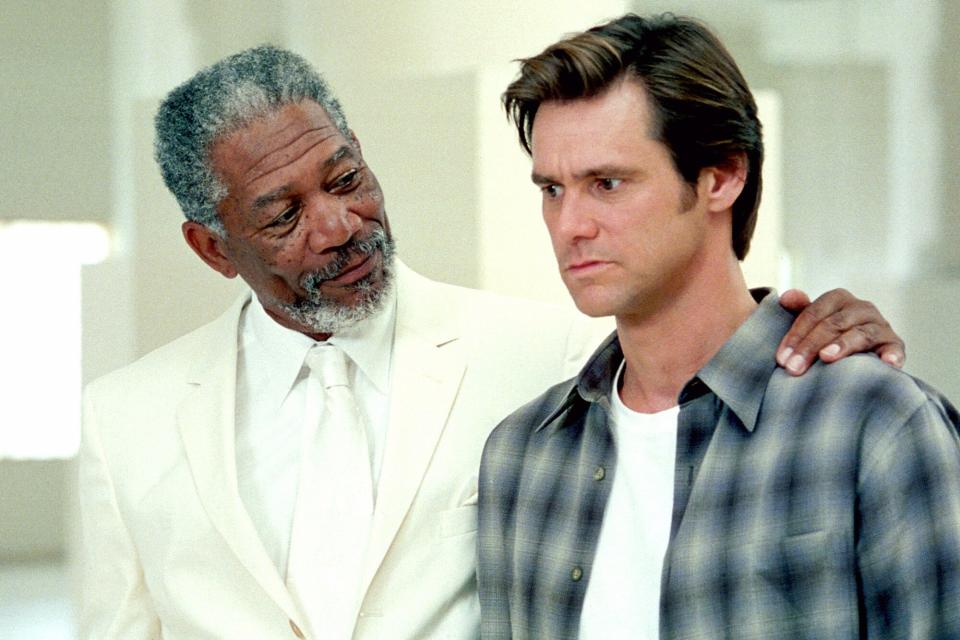 BRUCE ALMIGHTY, Morgan Freeman, Jim Carrey, 2003