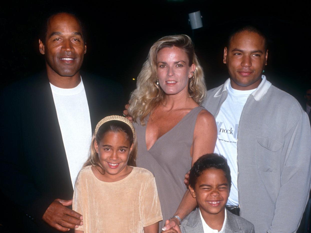 O.J. Simpson, Nicole Brown Simpson, Jason Simpson, Sydney Brooke Simpson, and Justin Simpson in 1994.