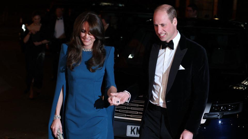 William and Kate Middleton hold hands at Royal Variety