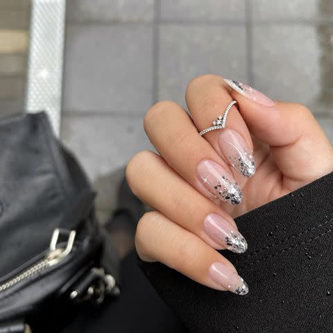 white and silver french nails