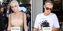 <p><strong>When:</strong> 29 June</p><p><strong>Style change:</strong> Kristen Stewart switched up her buzzcut style by opting for a natural brown shade with 90s frosted tips. </p>