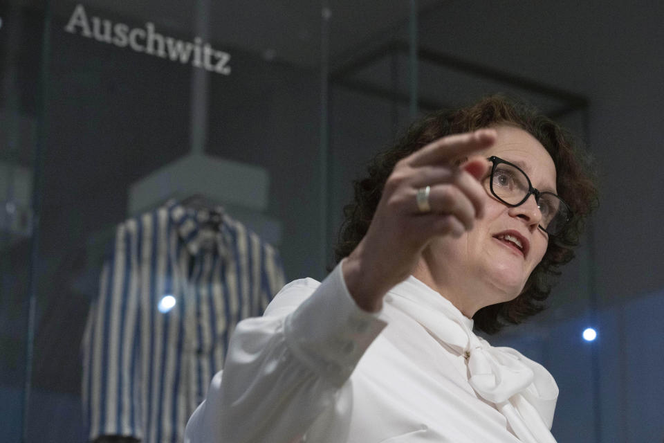 Annemiek Gringold, head curator of the new National Holocaust Museum is interviewed in Amsterdam, Netherlands, Tuesday, March 5, 2024. (AP Photo/Peter Dejong)