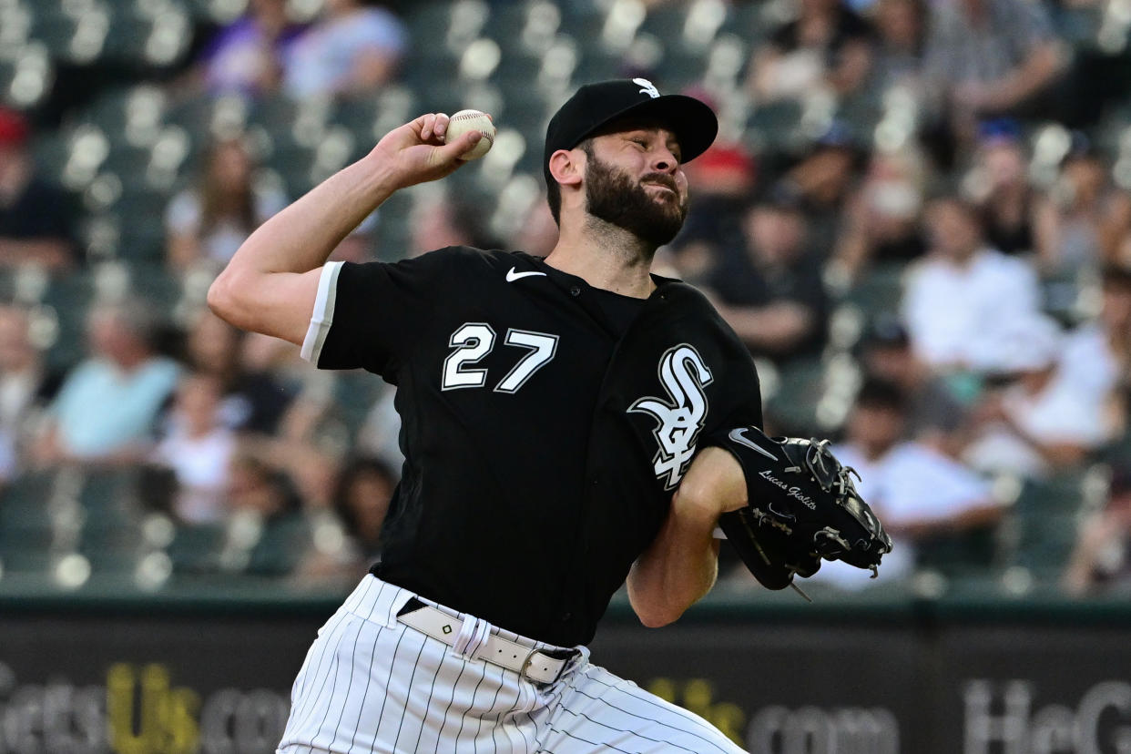 Starting pitcher Lucas Giolito #27 of the Chicago White Sox is having a bad fantasy year