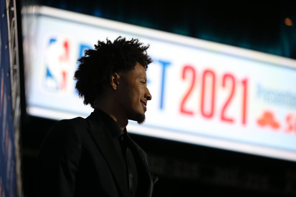 Cade Cunningham arrives at the 2021 NBA draft where the Detroit Pistons selected him with the No. 1 overall pick. (Brad Penner/USA TODAY Sports)